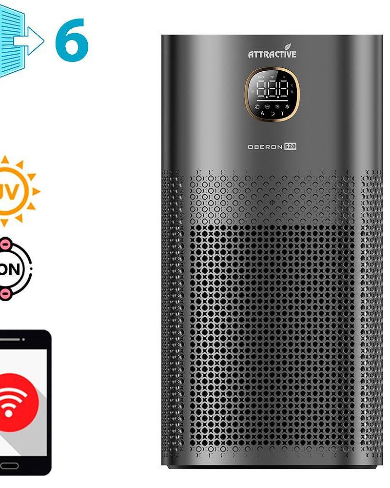OBERON 520 WiFi (до 62 м2) - Пречиствател за въздух - тъмно сив