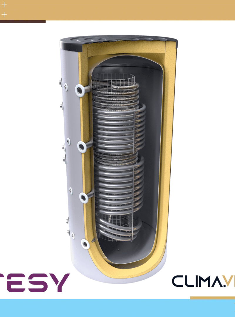 Буферен съд TESY V 12/9 S2 1000 95 HYG5.5 C за инсталации и БГВ с две серпентини + хигиенна серпентина