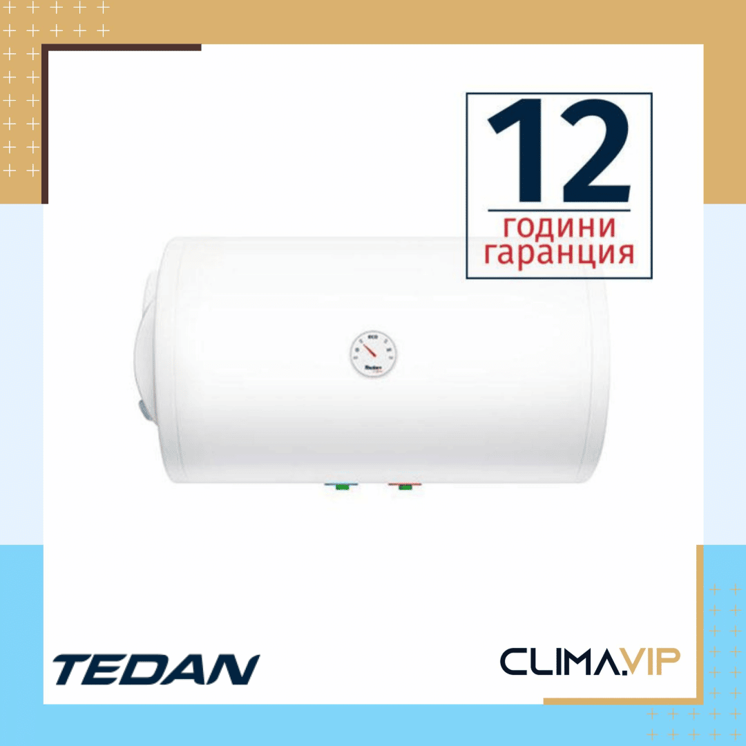 Електрически бойлер Tedan Standard inox 80л 2kW хоризонтален ток отляво
