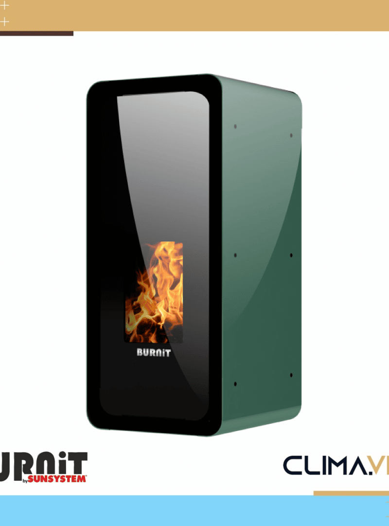 Пелетна камина с водна риза BURNiT Calor Pine Green 18 kW
