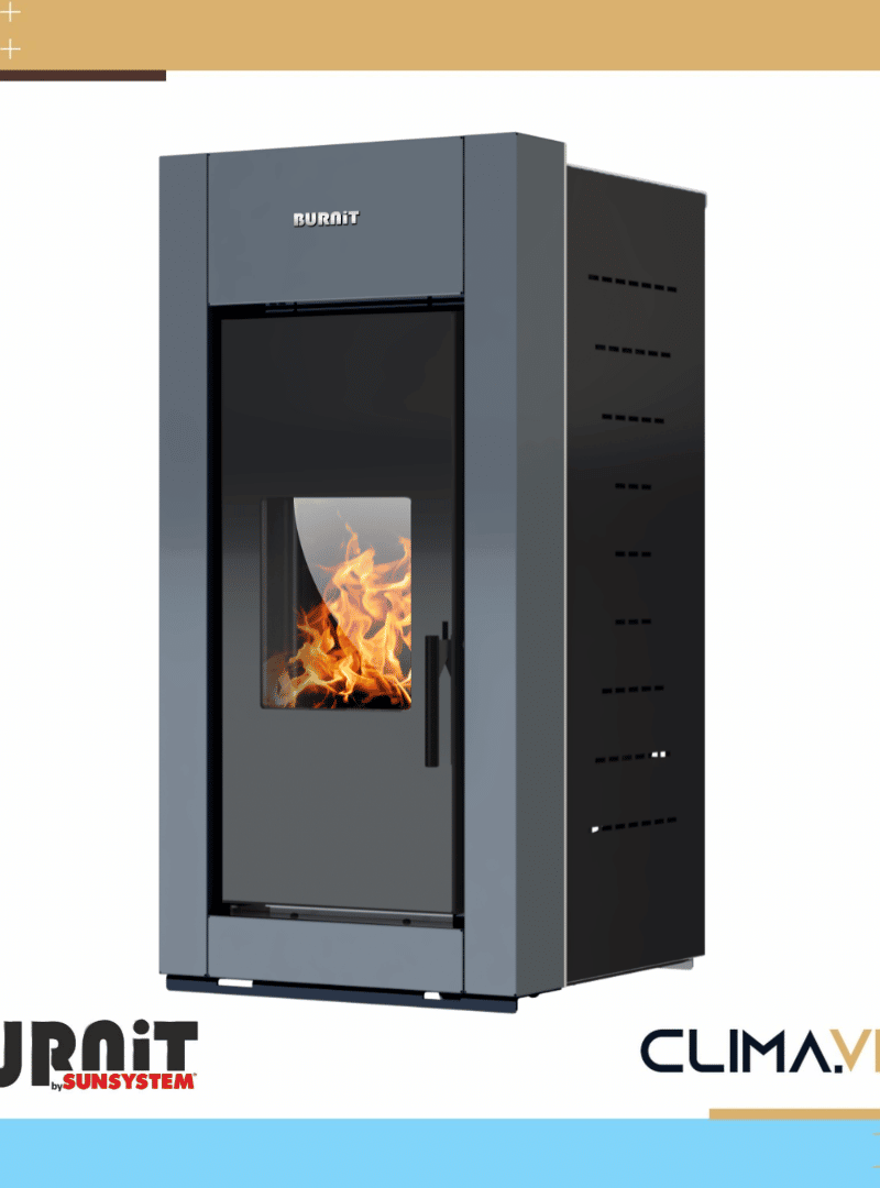 Пелетна камина с водна риза BURNiT Trend Anthracite Gray 20 kW