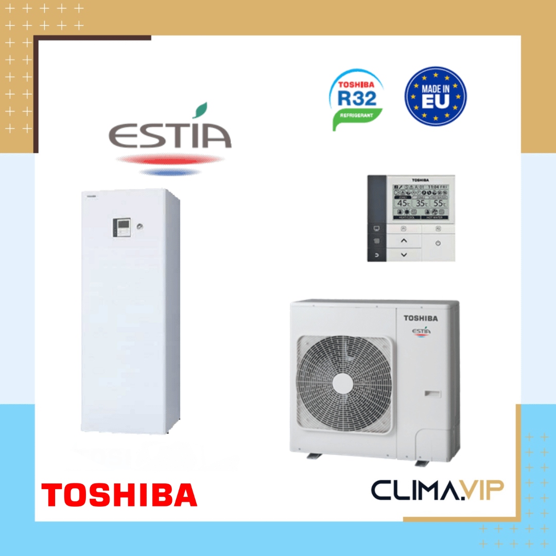 Термопомпа Toshiba Estia R32 All-In-One HWT-401HW-E/HWT-602S21SM3W-E