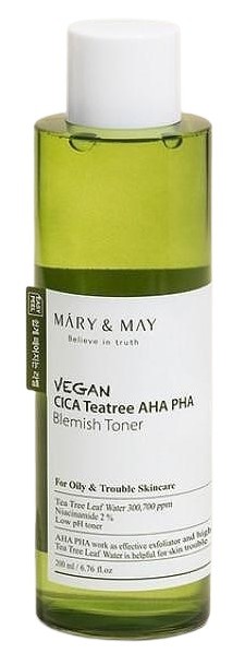 Mary & May Vegan CICA Tea Tree AHA PHA Веган тоник за лице с АНА и РНА