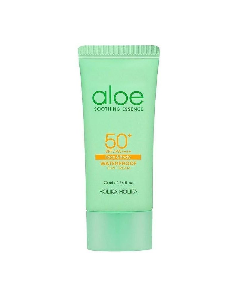 Holika Holika Aloe Soothing Essence Waterproof Sun Cream SPF50+ Успокояващ водоустойчив слънцезащитен крем с алое на супер цена от parfium.bg