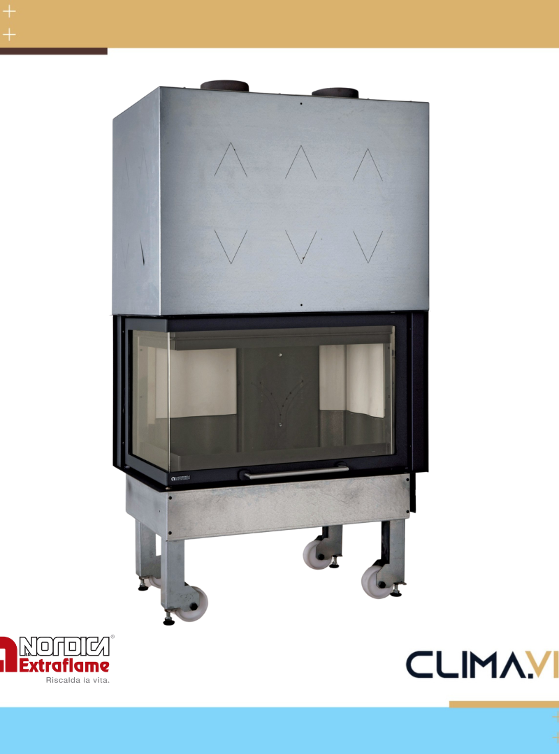 Ъглова камина на дърва за вграждане La Nordica Extraflame MONOBLOCCO 800 ANGOLO SX