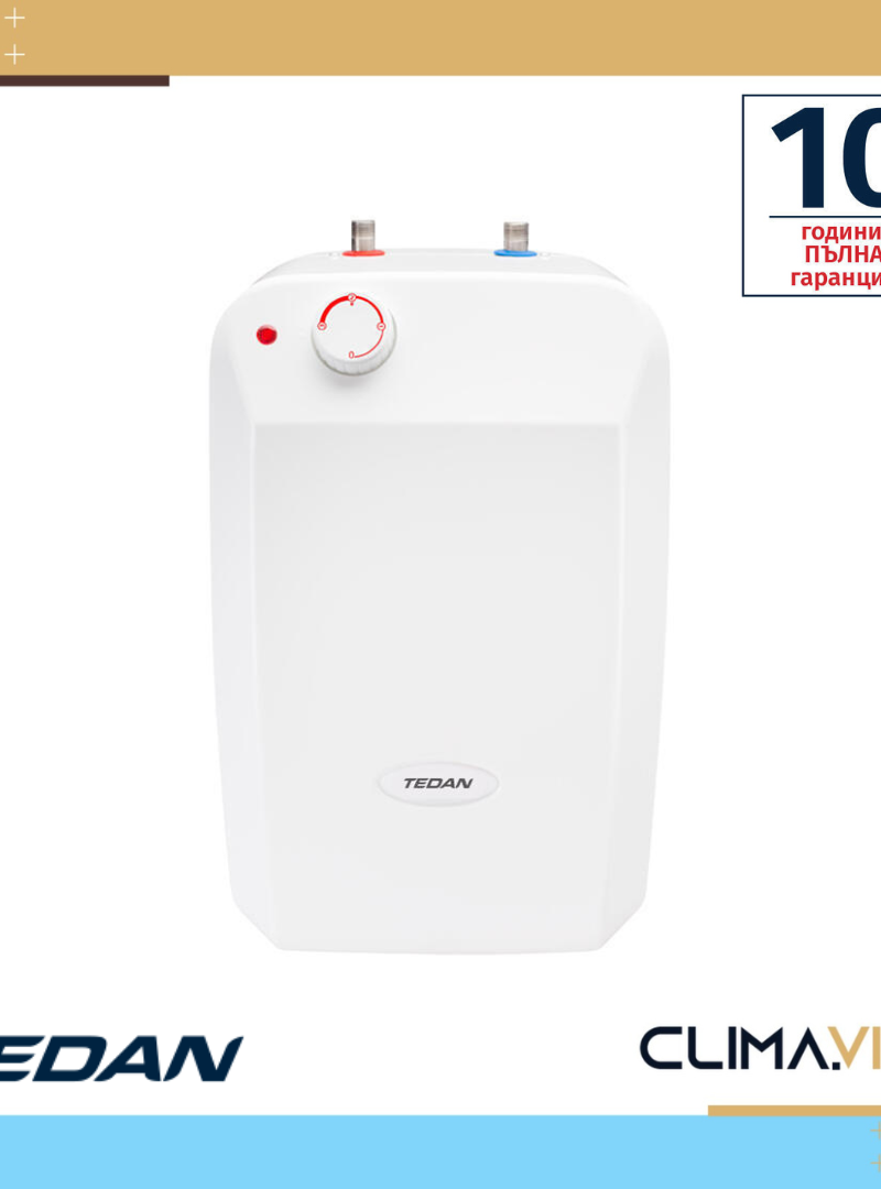 Електрически бойлер Tedan Mini Pro inox 10л 2kW под мивка